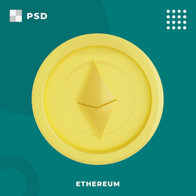 PSD illustrazione 3d di ethereum