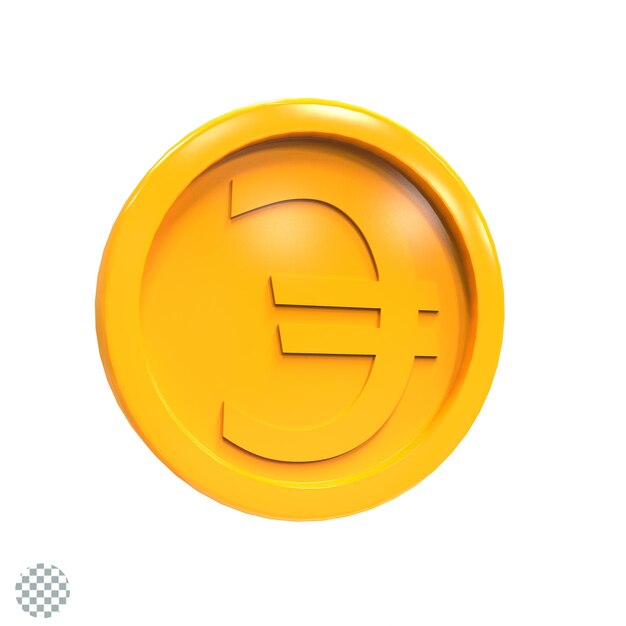 3d illustration euro coin icon money 3d render set