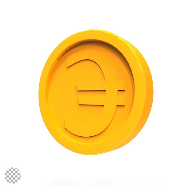 3d illustration euro coin icon money 3d render set