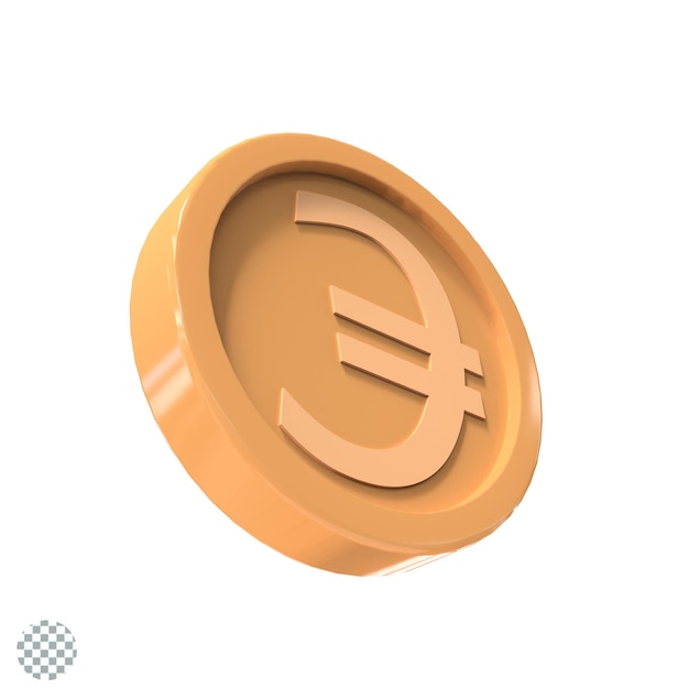 3d illustration euro coin icon money 3d render set