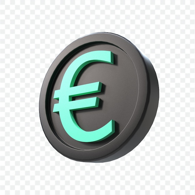 3d illustration euro coin icon money 3d render