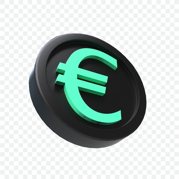 3d illustration euro coin icon money 3d render