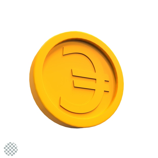 3d illustration euro coin icon money 3d render