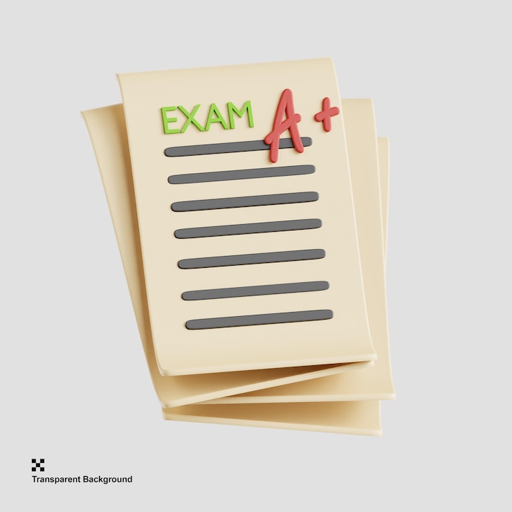 PSD 3d illustration of an exam or assessment concept