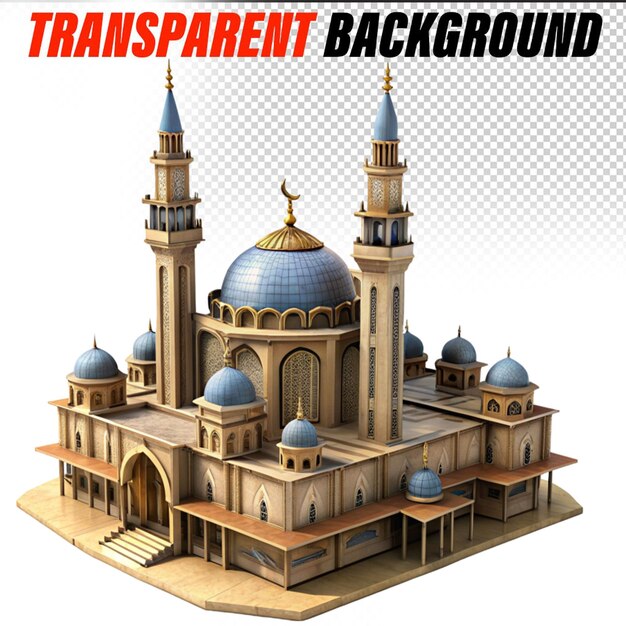 PSD 3d illustration of an exquisite mosque