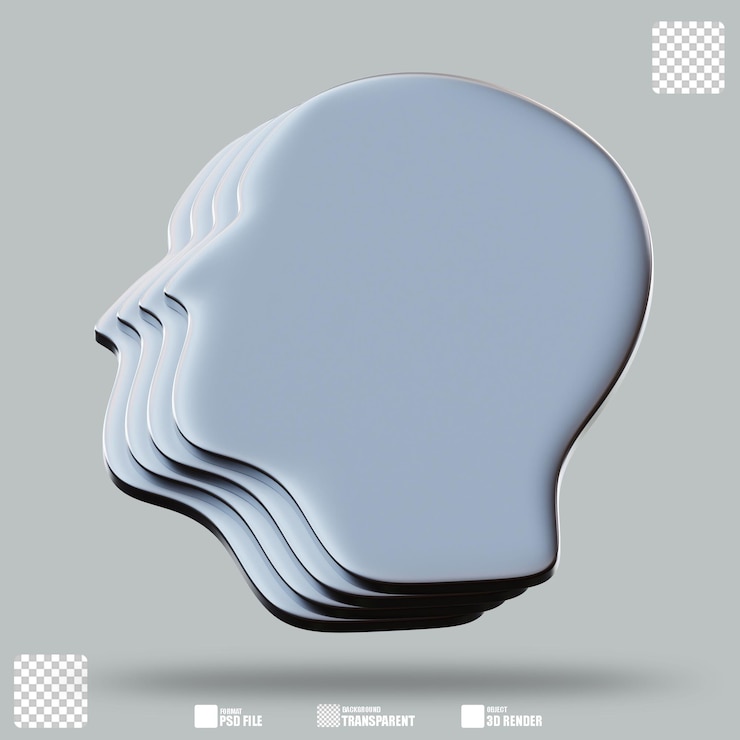 PSD 3d иллюстрация лица chrome