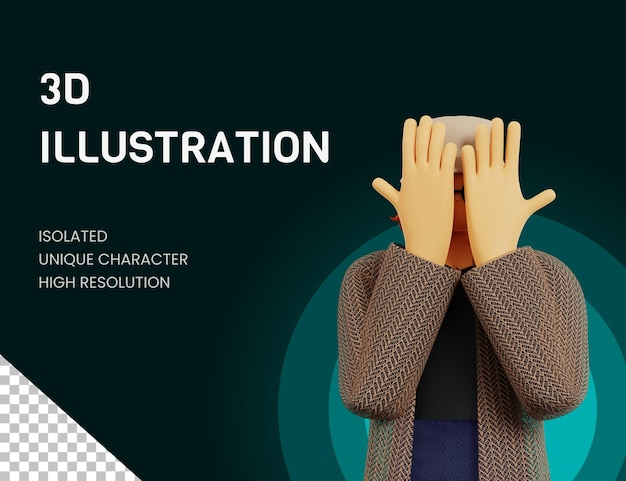 3d illustration face covering pose