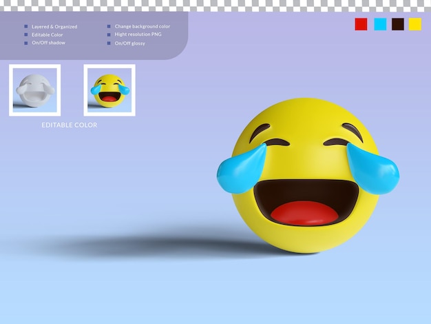 3d illustration face with tears joy emoji