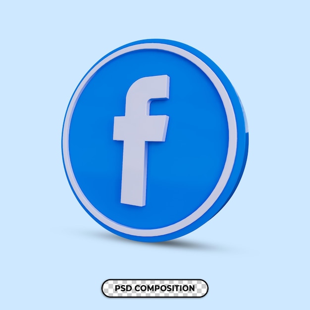 PSD 3d иллюстрации facebook логотип изолированные