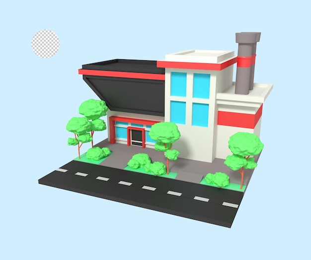 3d illustration of factory building