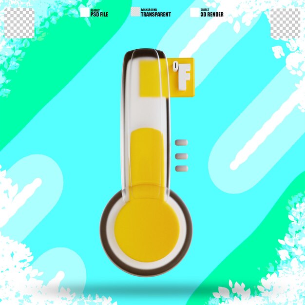 PSD 3d illustration fahrenheid thermometer