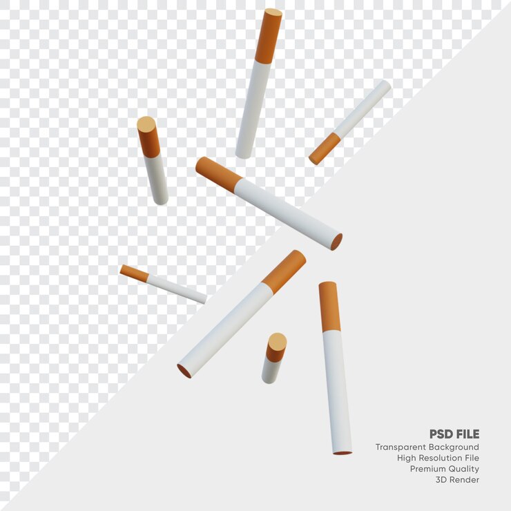 3D Illustration of falling cigarettes