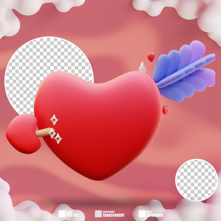PSD 사랑에 빠지는 3d 일러스트 3