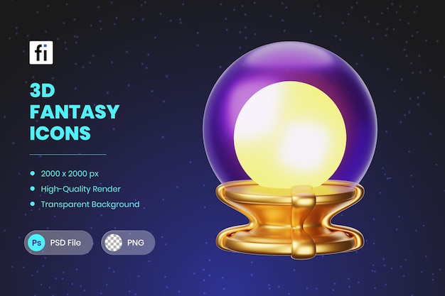 PSD illustrazione 3d fantasy crystal ball