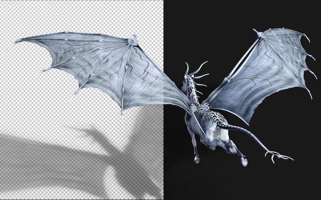 PSD 3d illustration of a fantasy horse isolated on black background with clipping path wing of demon ho