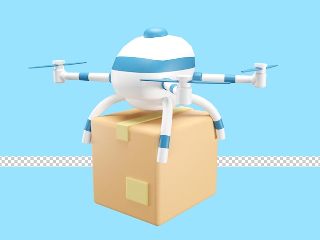 PSD 3d illustration of fast delivery service by drone