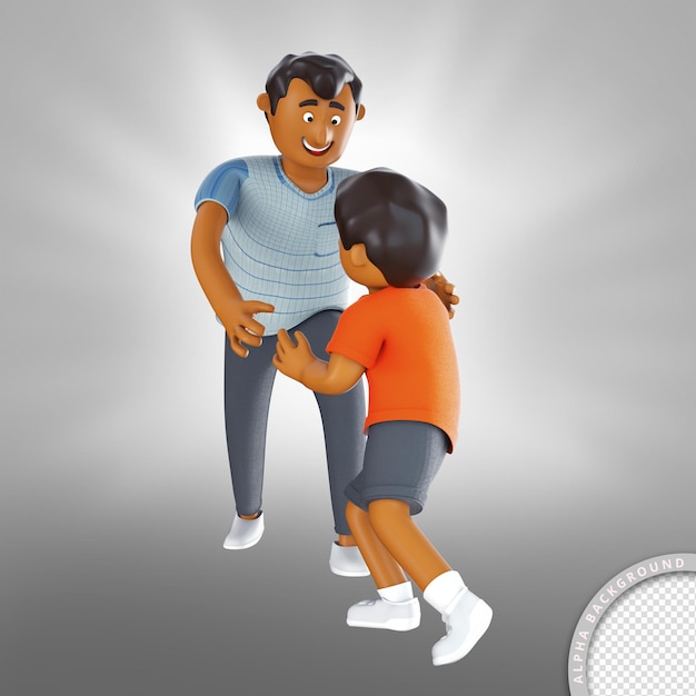 3d illustration father and son playing happy fathers day