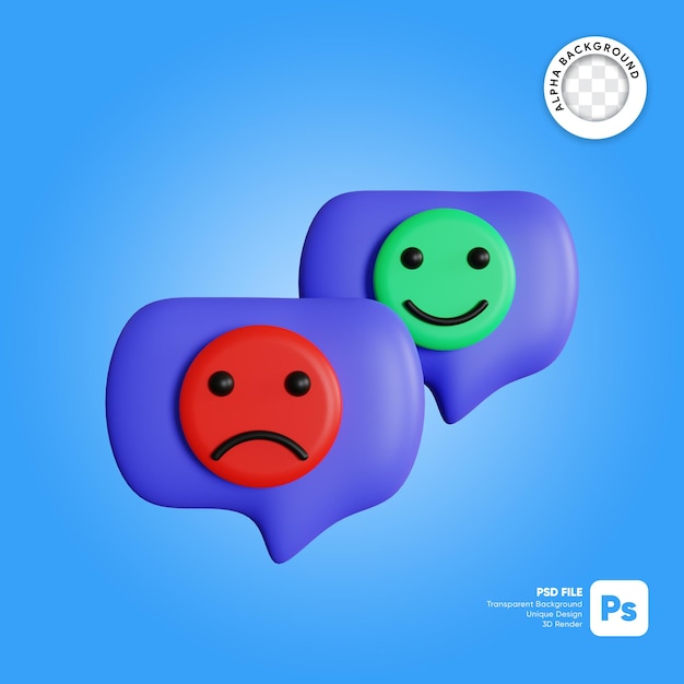 PSD 3d illustrazione della chat di feedback