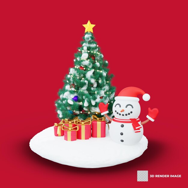 3D illustration of a festive Christmas scene decoration