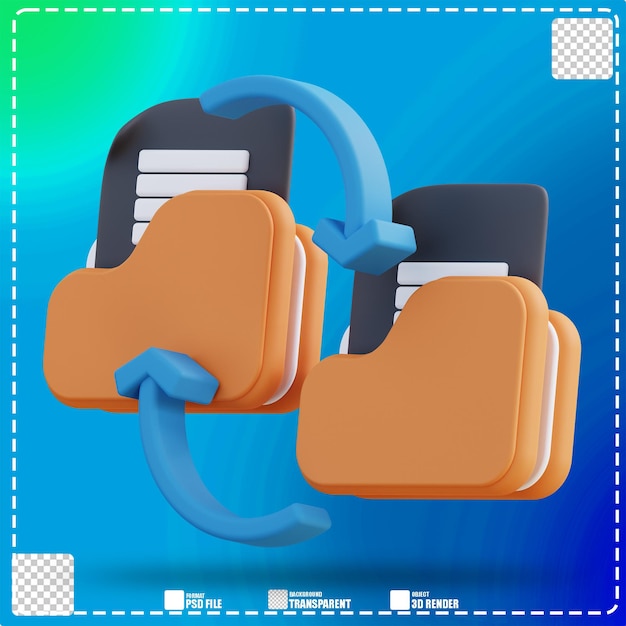 PSD 3d illustration of file exchange folder 2