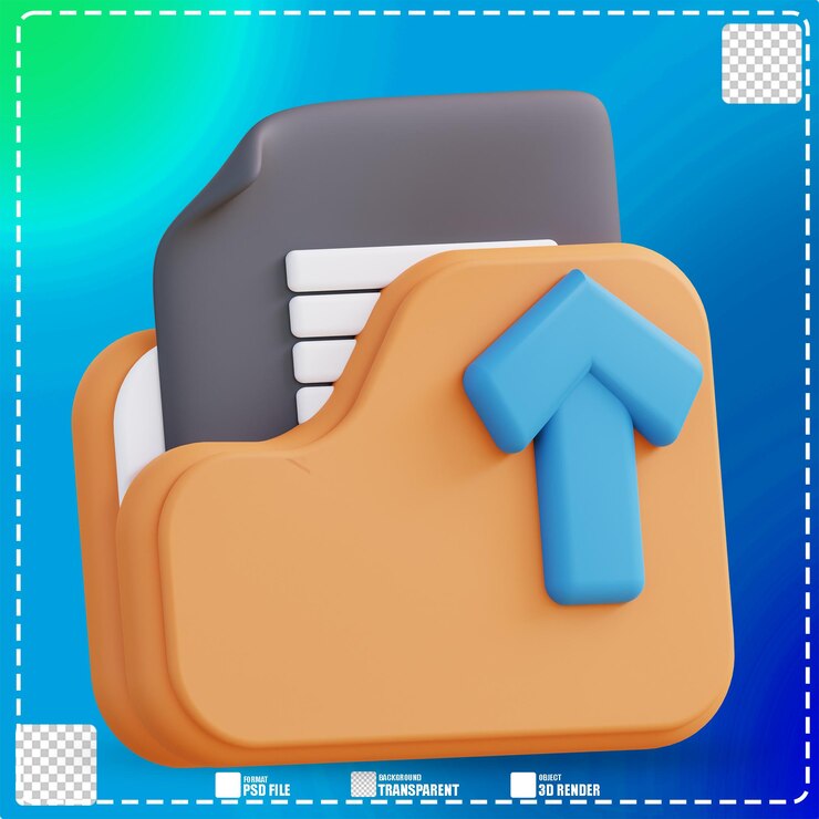 PSD 3d illustration of file management folder upload 2
