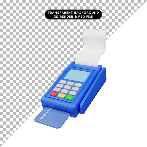 PSD illustrazione 3d dell'icona finanziaria edc con carta in rendering 3d