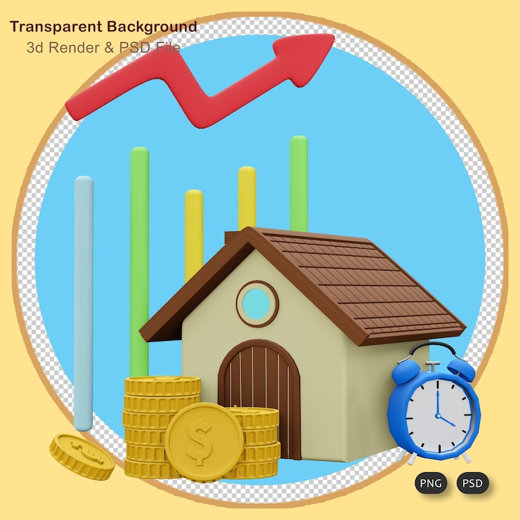 PSD 3d illustration financial investment bank deposit profit finance manage money