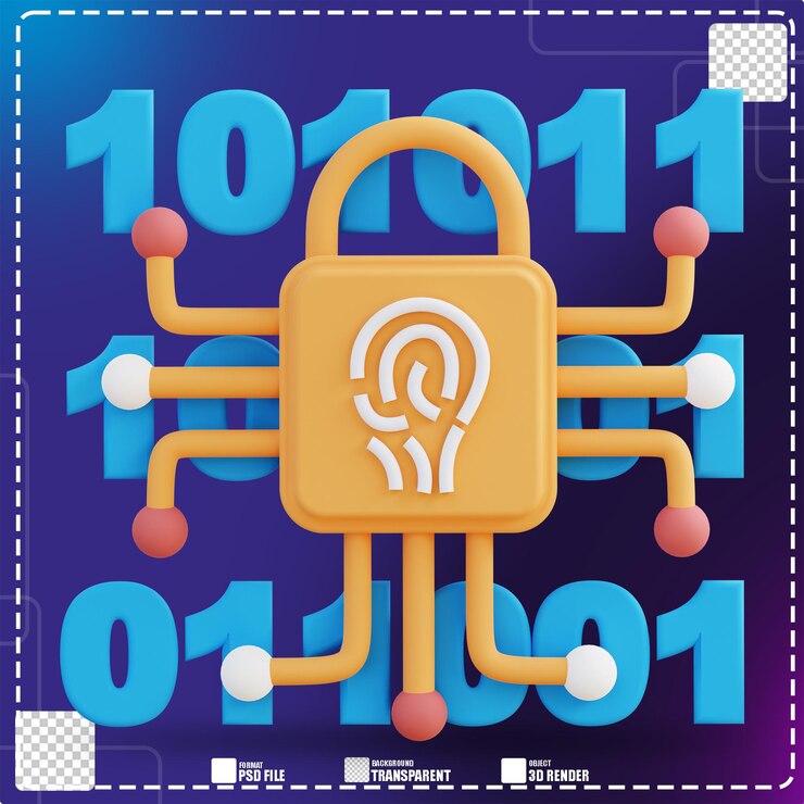 PSD 3d illustration of fingerprint security code 2