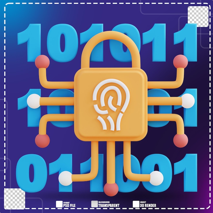 PSD 3d illustration of fingerprint security code 2