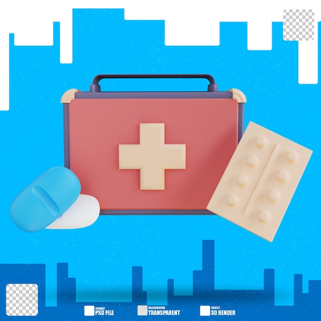 3d illustration of first aid medicine 2