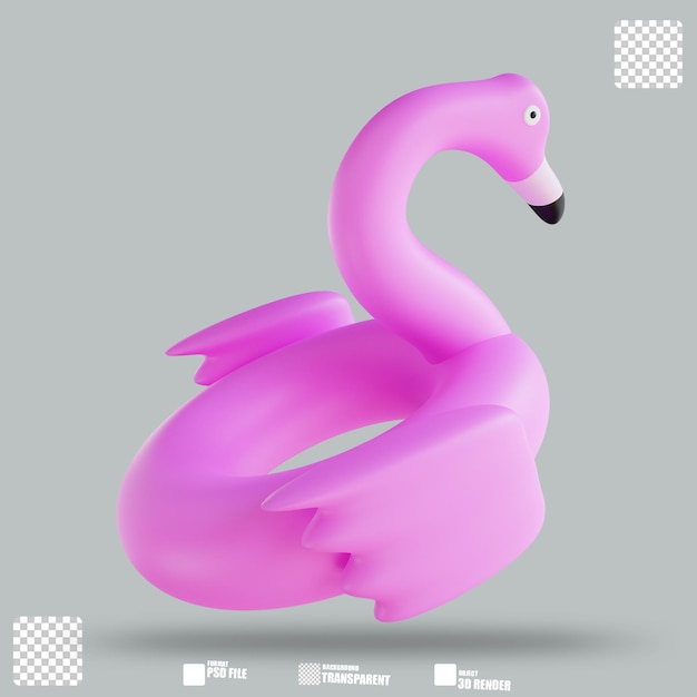 Illustrazione 3d anello da nuoto flamingo 3