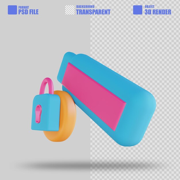 3D illustration flashdisk security lock 2