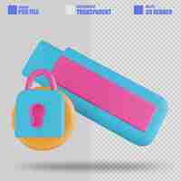 PSD 3d illustration flashdisk security lock 3