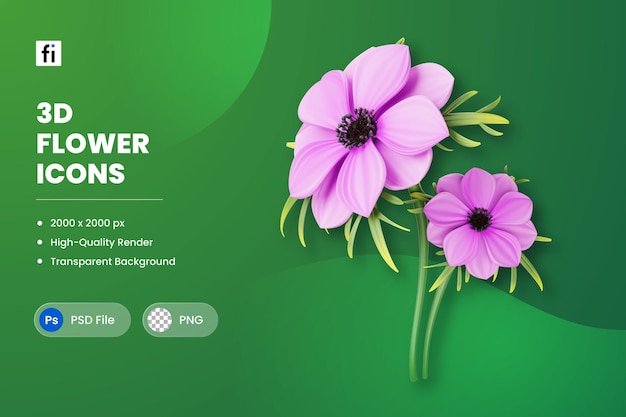 3d illustration flower anemone