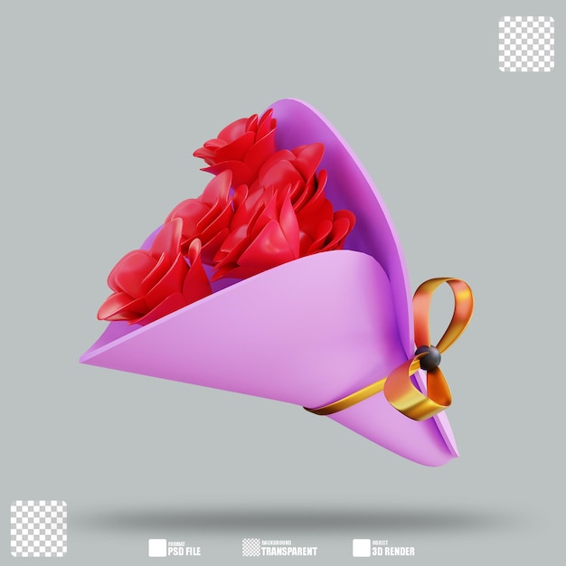 Illustrazione 3d secchio di fiori 2