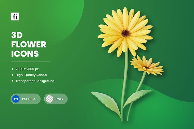 3d illustration flower gerbera