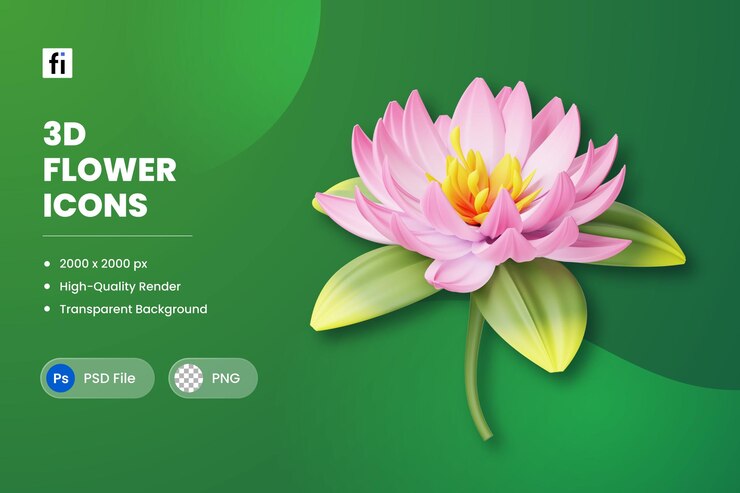 PSD 3d 插圖 蓮花