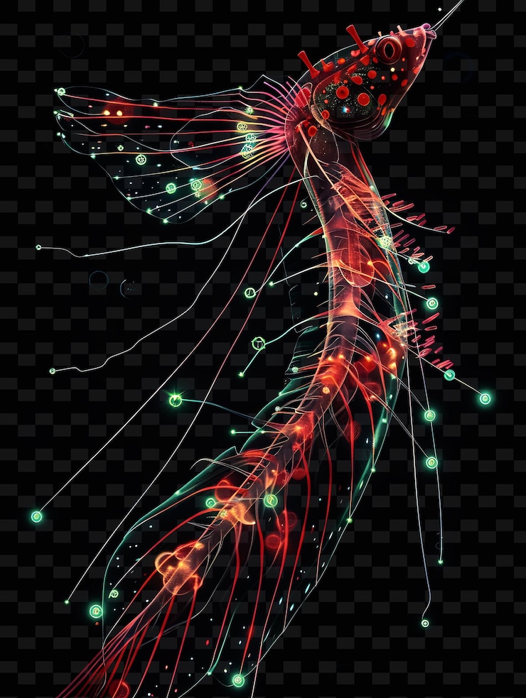 PSD a 3d illustration of a flying creature with a green and pink spiral
