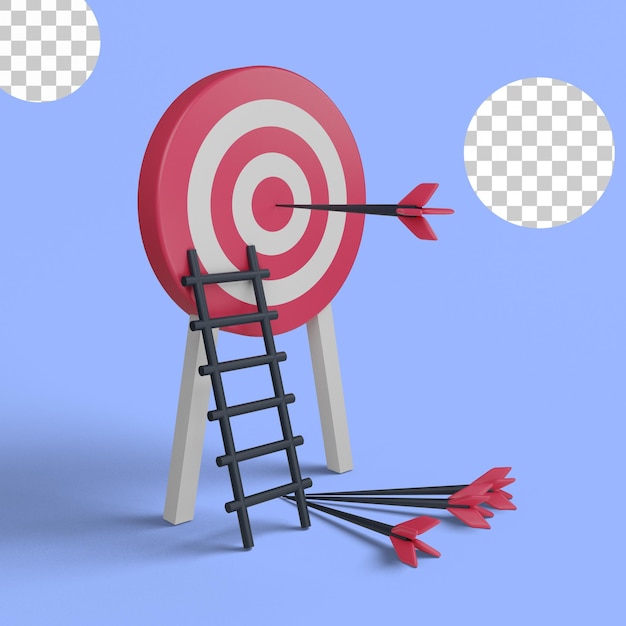 PSD 3d illustration focus on business targets, achievements, wins