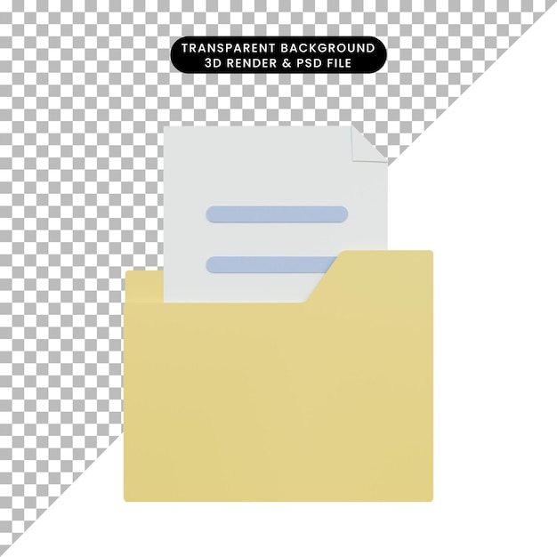 3d illustration folder icon with file