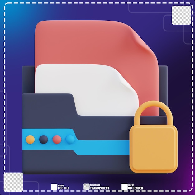 PSD 3d illustration of folder security 2