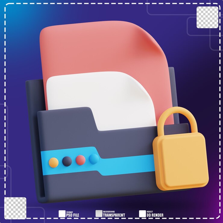 PSD 3d illustration of folder security 2