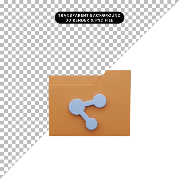 Illustrazione 3d della cartella con l'icona di condivisione