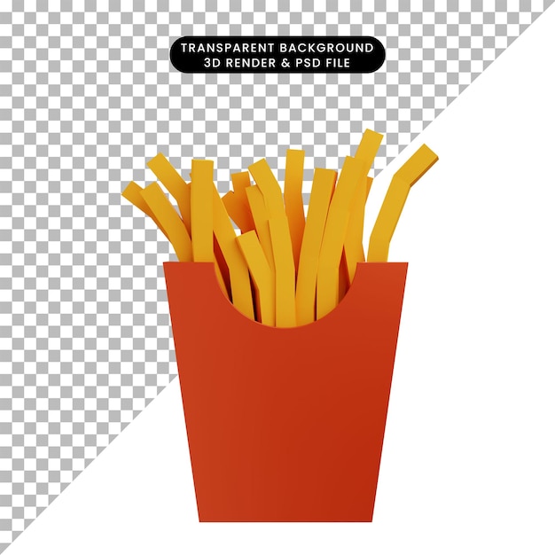 食品フライドポテトの3dイラスト