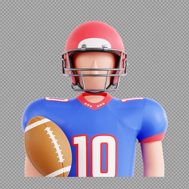 PSD 3d illustration of football player in transparent background