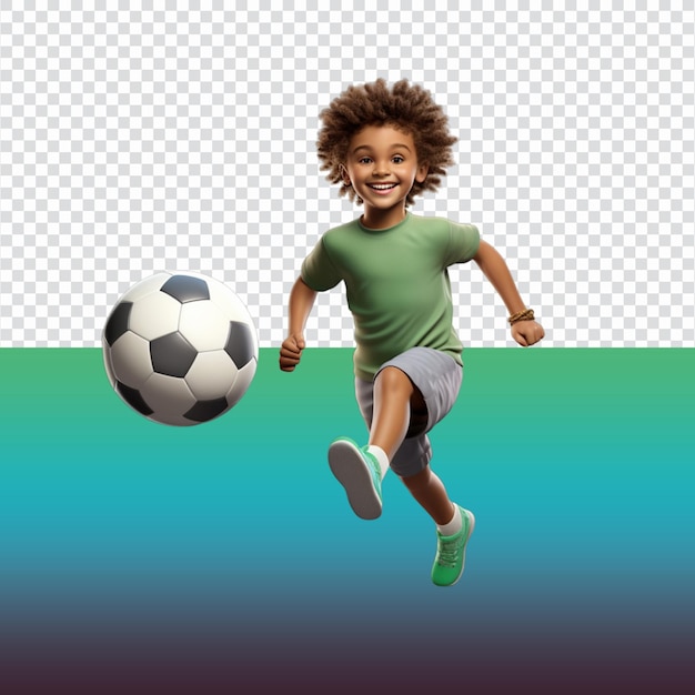 Illustrazione 3d di un ragazzo giocatore di calcio o di calcio
