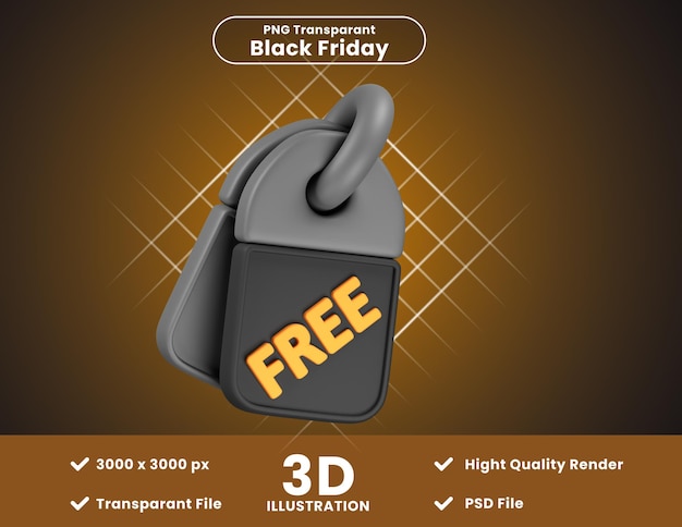 PSD 3d illustration of free tag