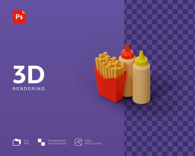 3d иллюстрации картофель с соусом