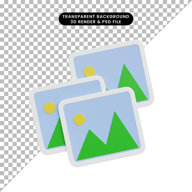 3d illustration of gallery icon with pin