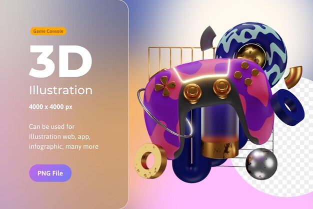 PSD 3d illustration game console abstract decoration, used for web, app, infographic, print, etc